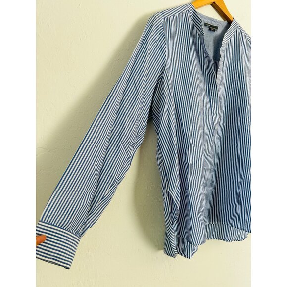 Vince Women's Sz 10 Blue & white Stripe Cotton Tunic Blouse - Picture 3 of 8